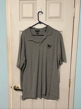 Antigua Men's Gray Polo with Shark Emblem